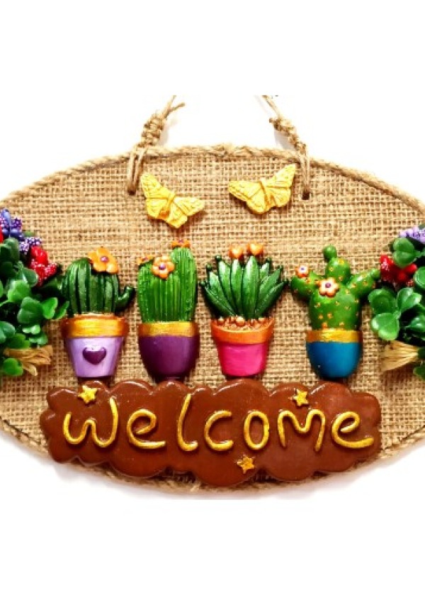 Çiçeklerin Büyüsü Welcome Yazılı Kapı ve Duvar Süsü