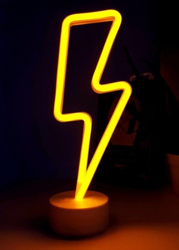 Neon Işıklı Şimşek Lamba USB+Pil