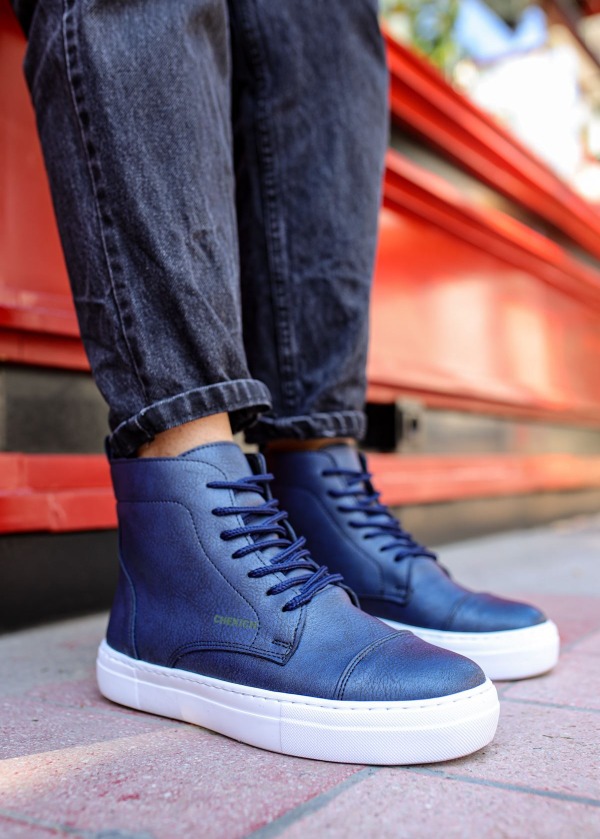 CH029 CBT Vulcanized Lace Up Erkek Bot LACIVERT