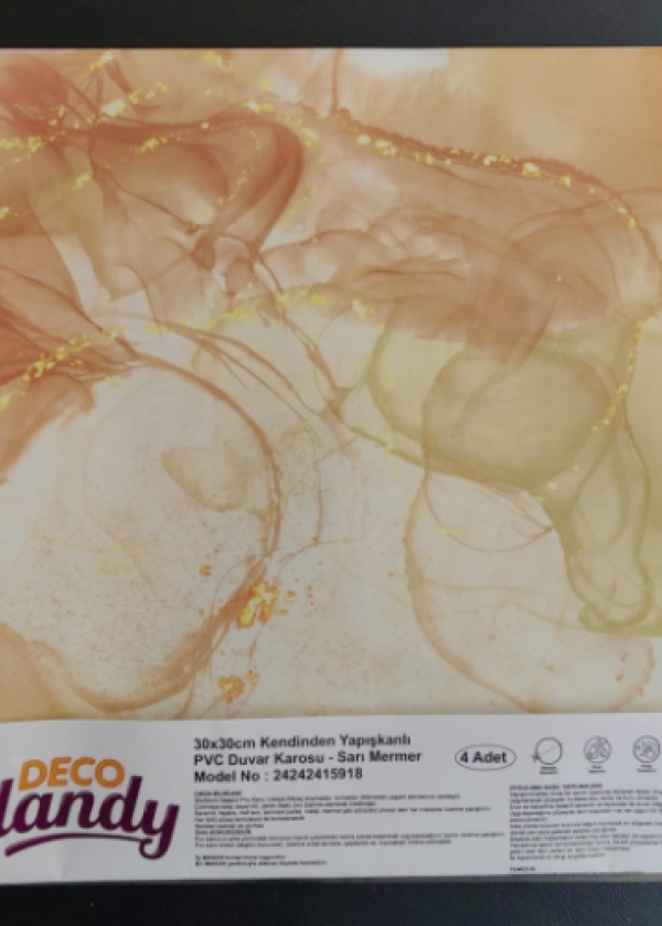 Decohandy 30x30 Cm Pvc Duvar Karosu 4'Lü Paket - Sarı Mermer