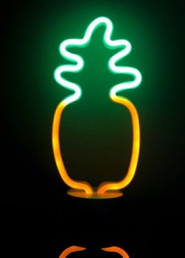 Neon Işıklı Ananas Masa Gece Lambası Pil+Usb