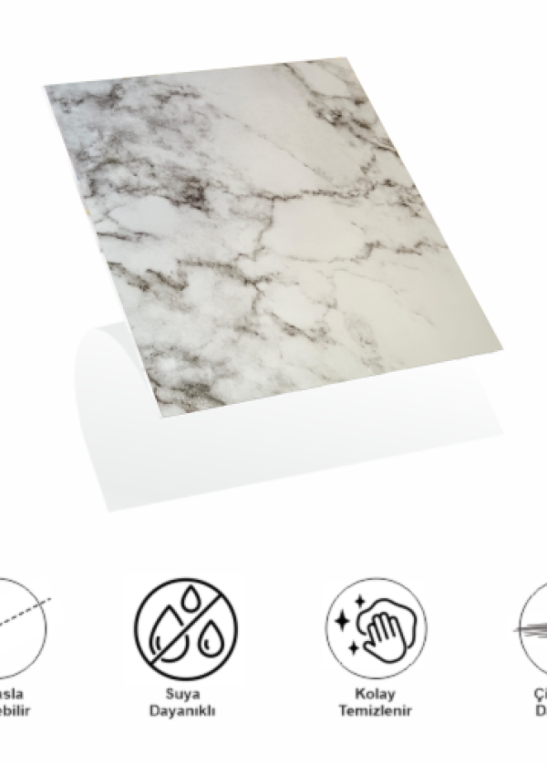 Decohandy 30x30 Cm Pvc Duvar Karosu 4'Lü Paket - Gri Beyaz Mermer
