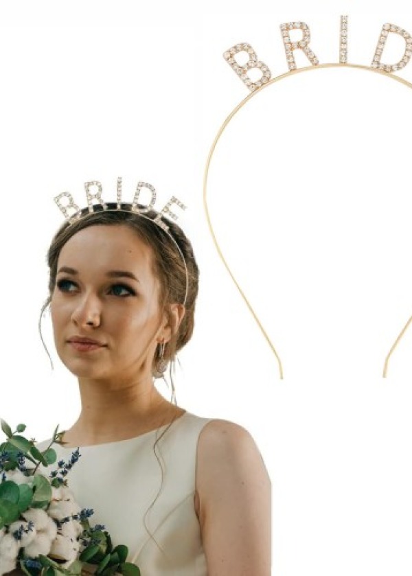 Altın Gold Renk Bekarlığa Veda Kristal Taş Bride Tacı İthal