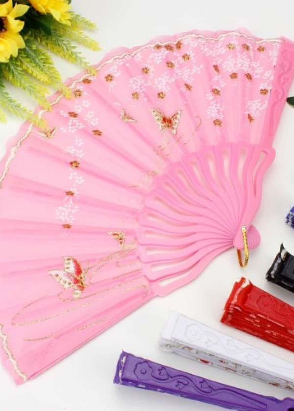 Plastik Kumaş Yelpaze 12'li Karışık